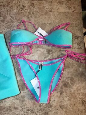 TRIANGL Turquoise Bikini with Hot Pink Trim
